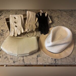 Vintage elegant Cream and Black Women's Accessory Set extra small